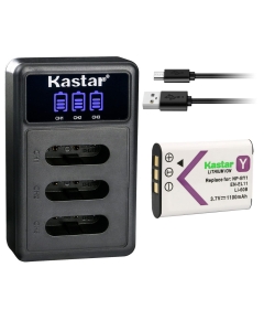 Kastar 1 Pack Battery and LCD Triple USB Charger Compatible with Sony NP-BY1 NPBY1 Battery, Sony Mini HDR-AZ1 Mini HDR-AZ1vb Mini HDR-AZ1vr Video Cameras