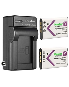 Kastar 2-Pack Battery and AC Wall Charger Replacement for Sony NP-BY1 NPBY1 Battery, Sony Mini HDR-AZ1 Mini HDR-AZ1vb Mini HDR-AZ1vr Video Cameras