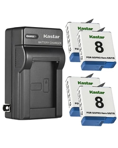 Kastar 4-Pack Battery and AC Wall Charger Replacement for Gopro HERO8 Silver, Hero 8 HD Silver, Hero 7 Action Camera, HERO7 Black, Hero 7 HD Black, HERO7 Silver, Hero 7 HD Silver, Hero 6 Action Camera