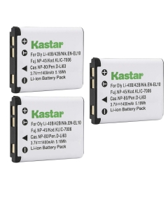 Kastar Battery 3 Packs for Cas NP-80 Exilim EX-G1 EX-H5 EX-H50 EX-H60 EX-JE10 EX-N1 EX-N5 EX-N10 EX-N20 EX-N50 EX-S5 EX-S6 EX-S7 EX-S8 EX-S9 EX-Z1 EX-Z2 EX-Z16 EX-Z26 EX-Z28 EX-Z33 EX-Z35 EX-Z37