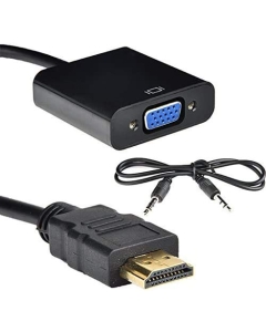 [Fully Decoded] Kastar New Dock Connector HDMI-VGA, 1080p HDMI Male to VGA Female Video Converter Adapter Cable with Audio Cable for PC, TV, Laptops, Cameras, Camcorders, Tablets, Monitors, projectors, DVD Players and Other HDMI Devices (BLACK)