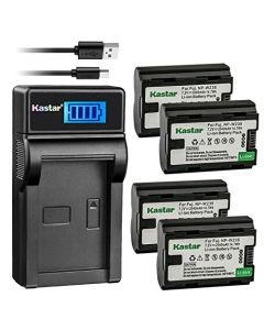 Kastar 4 Pack NP-W235 Battery and LCD USB Charger Compatible with Fujifilm NP-W235 NPW235 Battery, Fujifilm BC-W235 BCW235 Battery Charger, Fujifilm GFX 100S GFX100S Medium Format Mirrorless Camera