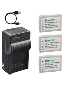 Kastar 3-Pack Battery and AC & USB-C Charger, Compatible with Li-80B NP-900 Camera, for Olympus T100 T110 X36 X960 and Digital Cameras E53 E63 E720 Vivicam 5105S 5300 5340 7100S HDC531 HDC641