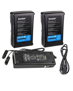 Kastar 2-Pack Battery and Dual D-Tap Charger Compatible with Blackmagic Design V-Mount/V-Lock Battery, URSA Mini Pro 4.6, URSA Mini Pro 4.6K G2 Cinema Camera, URSA Mini 4K Digital Cinema Camera