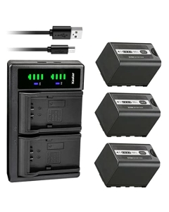 Kastar 3-Pack AG-VBR59 Battery and LTD2 USB Charger Replacement for Panasonic AG-VBR59, AG-VBR89G, AG-VBR118G, AG-BRD50, AG-B23, Panasonic HC-X2 4K Camcorder, Panasonic HC-X20 4K Mobile Camcorder