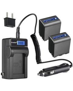 Kastar 2-Pack NP-QM91D Battery and LCD AC Charger Compatible with Sony NP-FM70, NP-FM71, NP-QM71, NP-QM71D, NP-FM90, NP-FM91, NP-QM91, MVC-CD500 DSR-PDX10 HVL-ML20M, HVR-A1, HVR-A1U DSLR-A100