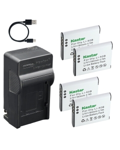 Kastar 4-Pack Battery and AC USB-C Charger, Compatible with Olympus Li-50B, Panasonic VW-VBX090, Pentax D-Li92, Ricoh DB-100, Casio NP-150, Kodak LB-050 LB-052, GE GB-50A Digital Cameras