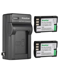 Kastar Battery (X2) & Travel Charger Kit for Olympus BLM-1, BLM-01, PS-BLM1 and Olympus C-5060, C-7070, C-8080, E-1, E-3, E-30, E-520, EVOLT E-300, E-330, E-500, E-510 Camera