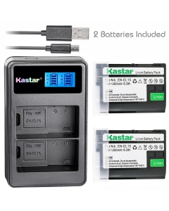 Kastar Battery 2 Pack + Dual LCD USB Charger for Nik EN-EL15 ENEL15 & Nik 1 V1, D500, D600, D610, D750, D800, D7000, D7100, D800, D800E DSLR Camera, MB-D11, MB-D12, MB-D14, MB-D15, MB-D16 Grip