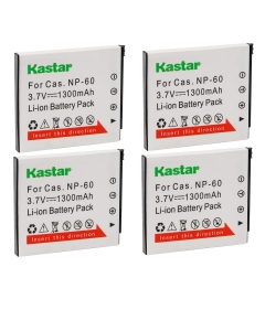 Kastar 4-Pack Battery CNP-60 Replacement for Casio Exilim Zoom EX-Z80BK, Exilim Zoom EX-Z80GN, Exilim Zoom EX-Z80PK, Exilim Zoom EX-Z80SR, Exilim Zoom EX-Z80VP Camera