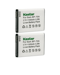 Kastar BP-70A Battery 2-Pack Replacement for Samsung ES75, ES78, ES80, ES81, ES90, ES91, ES95, ES96, ES99, MV800, PL100, PL101, PL120, PL121, PL170, PL171, PL20, PL200, PL201, PL21, PL80, PL81 Camera
