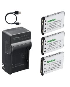 Kastar 3-Pack Battery and AC & USB-C Charger Compatible with Olympus Li-40B Li-42B, Casio NP-80, Pentax D-Li63, for Olympus FE Stylus Tough, Casio Exilim, Pentax Optio, Sanyo Xacti Cameras