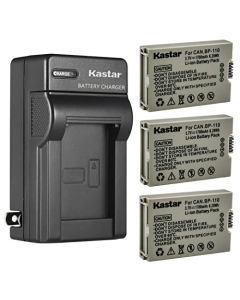 Kastar 3-Pack BP110 Battery and AC Wall Charger Replacement for Canon VIXIA HF R21 HFR21, VIXIA HF R28 HFR28, VIXIA HF R27 HFR27, VIXIA HF R26 HFR26, VIXIA HF R206 HFR206, VIXIA HF R205 HFR205 Camera
