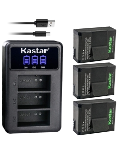 Kastar GOPRO3 Battery (3-Pack) + LCD USB Triple Charger Replacement for GoPro HD HERO3, HERO3+, AHDBT-302 and GoPro AHDBT-201, AHDBT-301, AHDBT-302