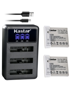 Kastar 2 Pack Battery and LCD Triple USB Charger Compatible with Canon PowerShot SD1100 is, SD1400 is, TX1, ELPH 100 HS, ELPH 300 HS, ELPH 310 HS, ELPH 330 HS, VIXIA Mini, IXY Digital 10 Camera