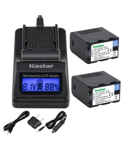 Kastar Ultra Fast Charger and Battery 2X for JVC SSL-JVC70 SSL-JVC75 BN-S8I50 GY-HMQ10 GY-LS300 GY-HM200 GY-HM200HW GY-HM200U GY-HM600 GY-HM620U GY-HM650 GY-HM650SC GY-HM650U GY-HM660SC GY-HM660U