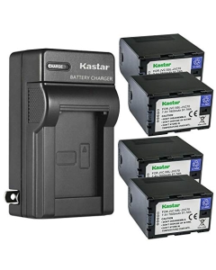 Kastar 4-Pack Battery and AC Wall Charger Replacement for JVC GY-HMQ10, GY-HMQ10E, GY-LS300, GY-LS300CHU, GY-HM200, GY-HM200U, GY-HM200HW, GY-HM200SP, GY-HM200SP Sports, GY-HM250 GY-HM250SP Cameras