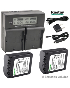 Kastar LCD Dual Fast Charger & 2 x Battery for Panasonic CGA-S006, CGR-S006 and Panasonic Lumix DMC-FZ7, DMC-FZ8, DMC-FZ18, DMC-FZ28, DMC-FZ30, DMC-FZ35, DMC-FZ38, DMC-FZ50 Digital Camera