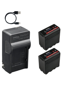 Kastar 2-Pack NP-F980EXP Battery and AC & USB-C Charger Compatible with Sony NP-F570 NP-F750 NP-F770 NP-F970 NP-F980 NP-F990 Series for Camera Camcorder LED Video Light Monitor Recorder