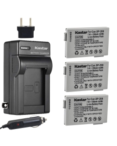 Kastar BP-208 Battery (3-Pack) and Charger Kit for Canon DC10/19 DC20 DC21 DC22 DC40 DC50 DC51 DC95 DC100 DC200/201/210/211 DC220/230 Elura 100 FVM300 IXY DVS1 MVX1Si/430/450/460 Optura S1 VIXIA HR10
