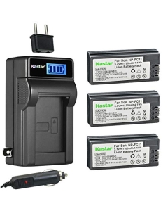 Kastar 3-Pack NP-FC11 Battery and LCD AC Charger Compatible with Sony NP-FC11 NP-FC10 Battery, Sony BC-VC10 Charger, Sony Cyber-shot DSC-P9, Cyber-shot DSC-V1, DSC-F77, DSC-P10, DSC-P12 Digital Camera