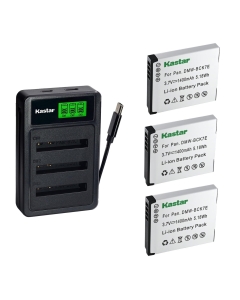 Kastar 3-Pack Battery with LZD3 USB Triple Charger Compatible with Panasonic DMW-BCK7, Lumix FH2 FH5 FH8 FH24 FH25 FH27 FP5 FP7 FP77 FS14 FS16 FS22 FS28 FS35 FX77 FX80 SZ1 TS20 TS30 Cameras