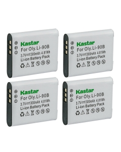 Kastar 4-Pack Battery Replacement for Olympus Li-90B Li-92B Battery, Olympus LI-90C UC-90 Charger, Olympus Stylus XZ-2, Stylus XZ-2 iHS, Tough TG-Tracker, Stylus SH-1, Stylus SH-2, Stylus SH-3 Cameras