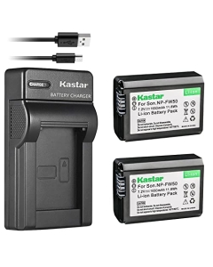 Kastar 2-Pack NP-FW50 Battery and Slim USB Charger Replacement for Sony ILCE-QX1 ILCE-QX1L NEX-3 NEX-3N NEX-5 NEX-5N NEX-5R NEX-5T NEX-6 NEX-7 NEX-C3 NEX-C5 NEX-F3 Camera
