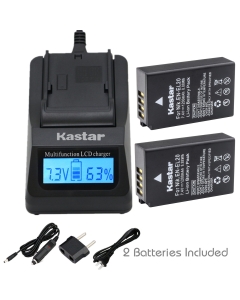 Kastar Fast Charger and Battery 2-Pack for Nik EN-EL20 EN-EL20a, Coolpix P950, Coolpix P1000, Coolpix A, 1 AW1, 1 J1, 1 J2, 1 J3, 1 S1, 1 V3, DL24-500, Blackmagic Pocket Cinema Camera