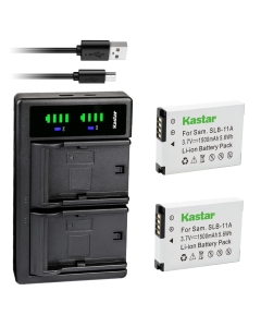 Kastar 2-Pack Battery and LTD2 USB Charger Replacement for Samsung SLB-11A SLB11A Battery, Samsung CL65, CL80, EX1, HZ25W, HZ30W, HZ35W, HZ50W, ST1000, ST5000, ST5500, TL240, TL320 Digital Camera
