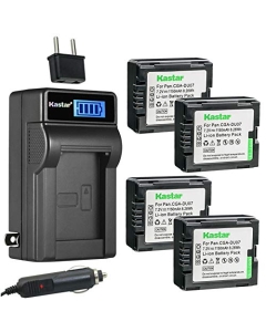 Kastar 4-Pack CGA-DU07 Battery and LCD AC Charger Compatible with Panasonic CGA-DU06, CGR-DU06, CGA-DU07, CGR-DU07, CGA-DU12, CGR-DU12, CGA-DU14, CGR-DU14, CGA-DU21, CGR-DU21, VW-VBD210, VDR-D210