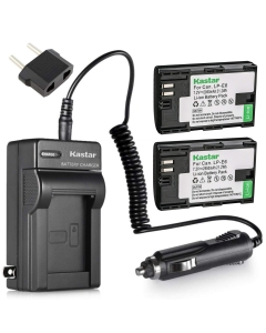 Kastar Charger and Battery 2X for Canon LP-E6 LP-E6N, Canon EOS 60D 60Da EOS 70D XC10, EOS 5D Mark II 5D Mark III 5D Mark IV, EOS 5DS 5DS R, EOS 6D 7D Mark II, BG-E14 BG-E13 BG-E11 BG-E9 BG-E7 BG-E6