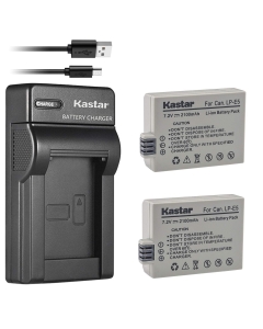 Kastar Battery (X2) & Slim USB Charger for LP-E5 LPE5 and EOS Rebel XS, Rebel T1i, Rebel XSi, 1000D, 500D, 450D, Kiss X3, Kiss X2, Kiss F Digital Camera, BG-E5 Grip