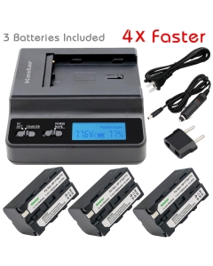 Kastar Fast Charger and 3X Battery Replacement for Sony NP-F770 NP-F750 NP-F730 Sony DCR-VX200 CCD-TR716 CCD-TRV91 DSR-PD170 CCD-TR76 CCD-TRV93 HDR-FX1 CCD-TR818 CCD-TRV95 HVR-Z1U NEX-FS700U GV-D700