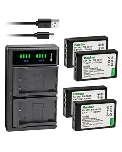 Kastar 4-Pack Battery and LTD2 USB Charger Compatible with Olympus BLS-1 PS-BLS1 Battery, BCS-1 PS-BCS1 Charger, E-400 E-410 E-420 E-450 E-600 E-620 E-P1 E-P2 E-P3 E-PL1 E-PL1s E-PL3 E-PM1 Camera