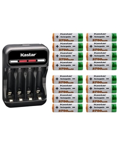 Kastar 16-Pack AA 1.2V 2700mAh Ni-MH Battery and CMH4 Smart USB Charger Compatible with VTech 80-5461-00-00 8054610000 5866bat 5866