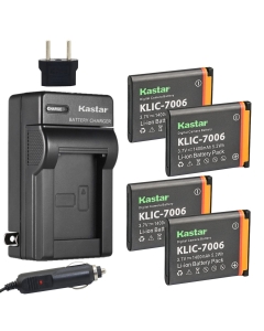 Kastar Battery 4x and Charger for Kodak KLIC-7006, Kodak EasyShare M22, M23, M200, M522, M530, M531, M532, M550, M552, M575, M577, M580, M583, M750, M873, M883, M5350, M5370, MD30, Mini, Touch Digital