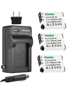 Kastar NP-48 Battery (3-Pack) and Charger Kit for Fujifilm NP-48, FNP48, BC-48 Work with Fujifilm XQ1, XQ2 Digital Cameras