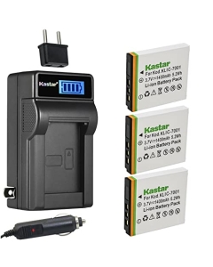 Kastar 3-Pack Battery and LCD AC Charger Compatible with OUCCA DC-T300, DC-A1200, T-1200, Pamiel TD-910B, Phisung HDV-D505SC, Praktica Luxmedia 10-TS, Luxmedia 10TS, Luxmedia 12-TS, Compactline 200