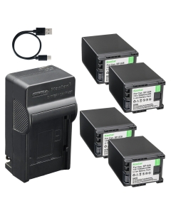Kastar 4-Pack Battery and AC & USB-C Charger, Compatible with Canon BP-820 BP-828, XA10 XA20 XA25 XA30 XA35 XA40 XA45 XA50 XA55, VIXIA HF G21 G30 G40 G50 G60, XF400 XF405, CG-800 Charger