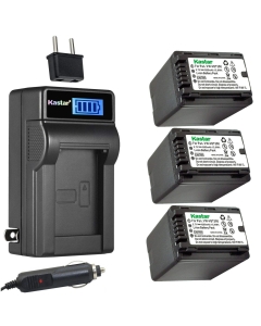 Kastar 3-Pack VW-VBT380 Battery and LCD AC Charger Compatible with Panasonic HC-V550M, HC-V550K, HC-V620M, HC-V710, HC-V720, HC-V720M, HC-V720GK, HC-V720MGK, HC-V720K, HC-V750, HC-V750M Camera