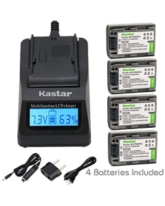 Kastar Fast Charger Kit and Battery (4-Pack) for Sony DVD HandyCam DCR-DVD105 DCR-DVD202E DCR-DVD203 DCR-DVD203E DCR-DVD205 DCR-DVD305 DCR-DVD403 DCR-DVD405 DCR-DVD408 DCR-DVD505 DCR-DVD910 DCR-DVD92