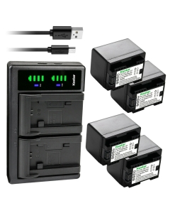 Kastar 4-Pack Battery and LTD2 USB Charger Replacement for Canon BP-708 BP708, BP-709 BP709, BP-718 BP718, BP-727 BP727, US 6055B002 Battery, Canon CG-700 CG700 Charger