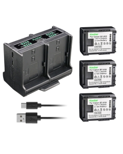 Kastar 3-Pack Battery and Quadruple Charger Compatible with Canon VIXIA HF S30, VIXIA HF S100, VIXIA HF S200, VIXIA HF10, VIXIA HF11, VIXIA HF20, VIXIA HF21, VIXIA HF100, VIXIA HF200 Camera