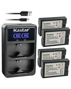 Kastar 4 Pack V4 Battery and LCD Dual USB Charger Compatible with Ring V4 Battery, Ring 8AB1S7 Battery, Ring Doorbell 2, Ring Video Doorbell 2 3 Camera, Ring Door View Cam, Ring Spotlight Cam V4
