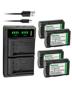 Kastar 4-Pack CGR-S602 Battery and LTD2 USB Charger Compatible with Panasonic Lumix DMC-LC5, Lumix DMC-LC5A-K, Lumix DMC-LC5A-S, Lumix DMC-LC5B, Lumix DMC-LC5K, Lumix DMC-LC5S Camera