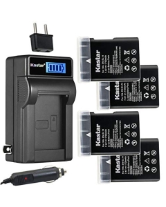 Kastar 4-Pack EN-EL14 Battery and LCD AC Charger Compatible with Nikon D3200 DSLR Camera, D3300 DSLR Camera, D3400 DSLR Camera, D3500 DSLR Camera, D5100 DSLR Camera, D5200 DSLR Camera