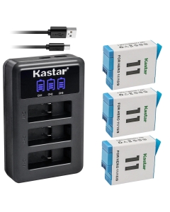 Kastar 3-Pack Battery and LCD Triple USB Charger Compatible with GoPro HERO12 Hero 12 Black Action Camera, HERO11 HERO10 HERO9 Camera, GoPro ADDBD-212 ADBAT-001 ADDBD-001 Battery