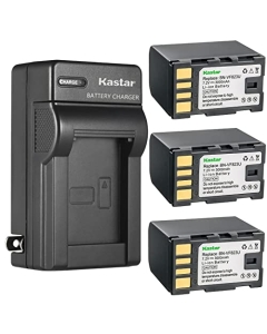 Kastar 3-Pack Battery and AC Wall Charger Replacement for JVC GZ-MG130EK GZ-MG130EX GZ-MG130U GZ-MG130US GZ-MG131 GZ-MG131EK GZ-MG131EX GZ-MG131US GZ-MG132 GZ-MG132EK GZ-MG132EX GZ-MG132US GZ-MG133