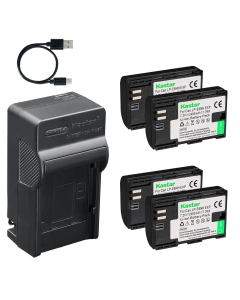 Kastar 4-Pack Battery & AC USB-C Charger Replacement for LP-E6 LP-E6N LP-E6NH, Compatible with EOS R5 R6 R7 R6 II 5D IV 6D II 7D II 90D 80D 70D Cameras, BMPCC 4K